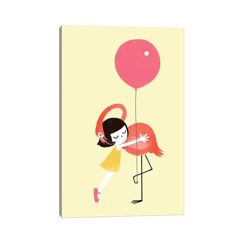 Flamingo Hug by Big Nose Work - Wrapped Canvas Print