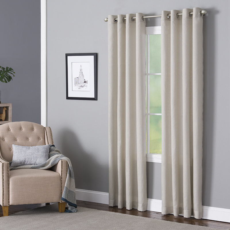 Wein Polyester / Cotton Light-Filtering Solid Color Curtain Panel with Grommet Top, 50" x 95", Taupe