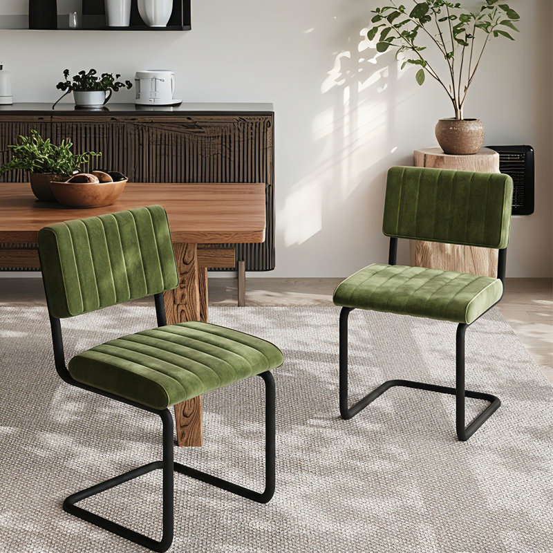  Chaises de salle à manger rembourrées en velours de style moderne Mid-Century H 19,1 po avec structure en métal