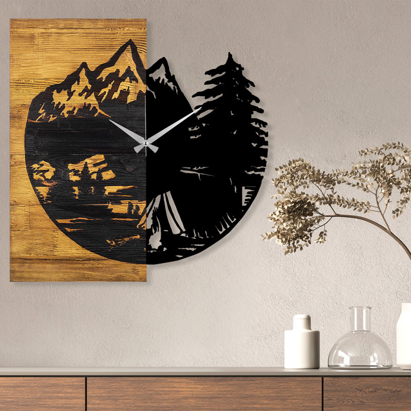 Elegant Wooden Wall Clock, 22.0 x 1.2 x 22.8 inches | 100% Real Walnut Wood & Metal, Silent Mechanism | Unique Color Variations, Perfect for Home Decor, Living Room & Office | Stylish and Functional Design