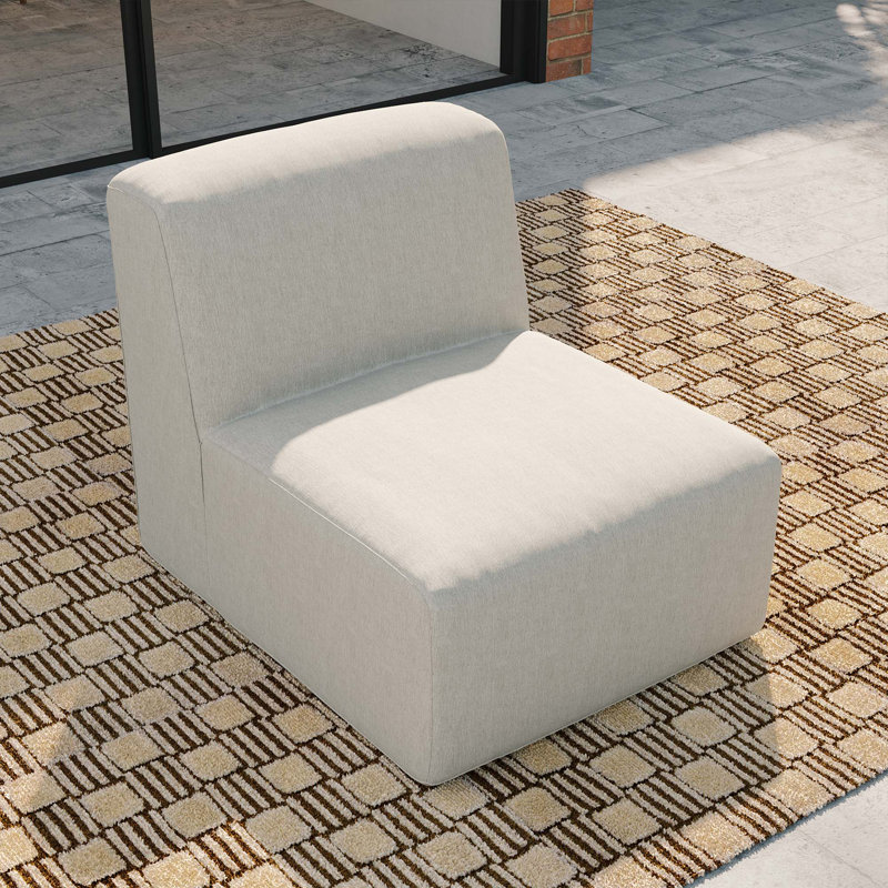 Patio Linen Armless Sofa, Outdoor Patio Single Sofa with Cushions, LIGHT GARY