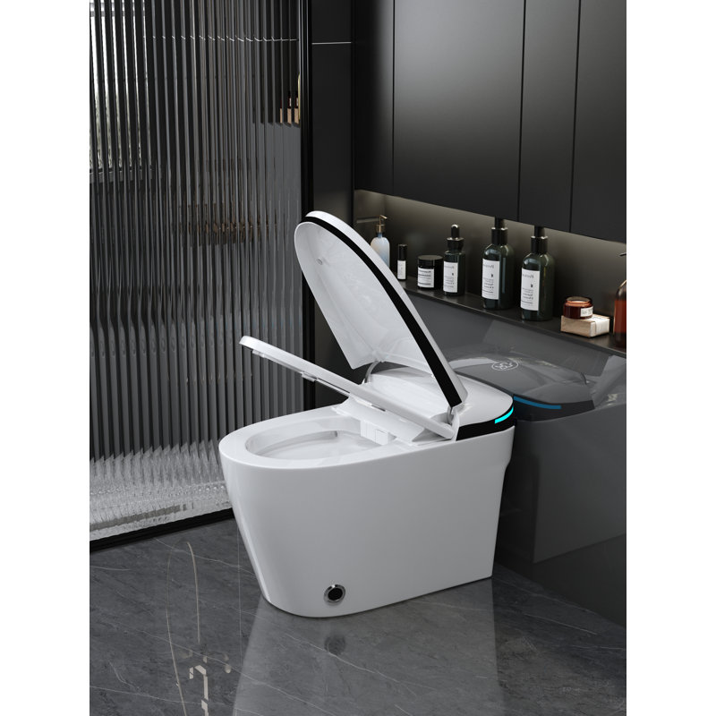 Smart Toilet with Bidet Seat Built-in, Auto Open/Close Seat, Foot Sensor, LED Display,Night Light, Warm Water & Dryer