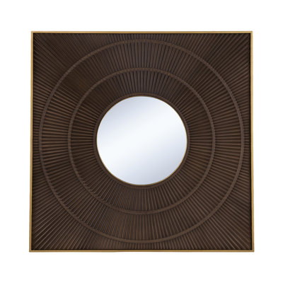 Gold Iron Frame Square Mirror With Pleated Trim, Living Room Bathroom Entryway Decorative Piece 40" X Decoration, Golden Frame, Beautify Your
