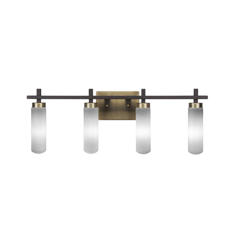 Salinda 4 Light Bath Bar, Espresso/Brass, White Muslin