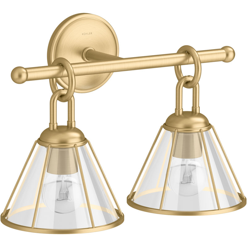 Terret 15½-In Two-Light Sconce, Brushed Moderne Brass