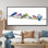«Colorful Lovebirds Singing On A Branch», reproduction d'art sur toile mauve