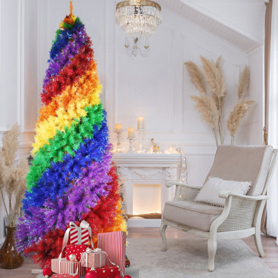 Arbre de Noël en spirale 7,5 pi avec branches 1825, arbre de Noël artificiel en PVC vibrant pour la décoration intérieure