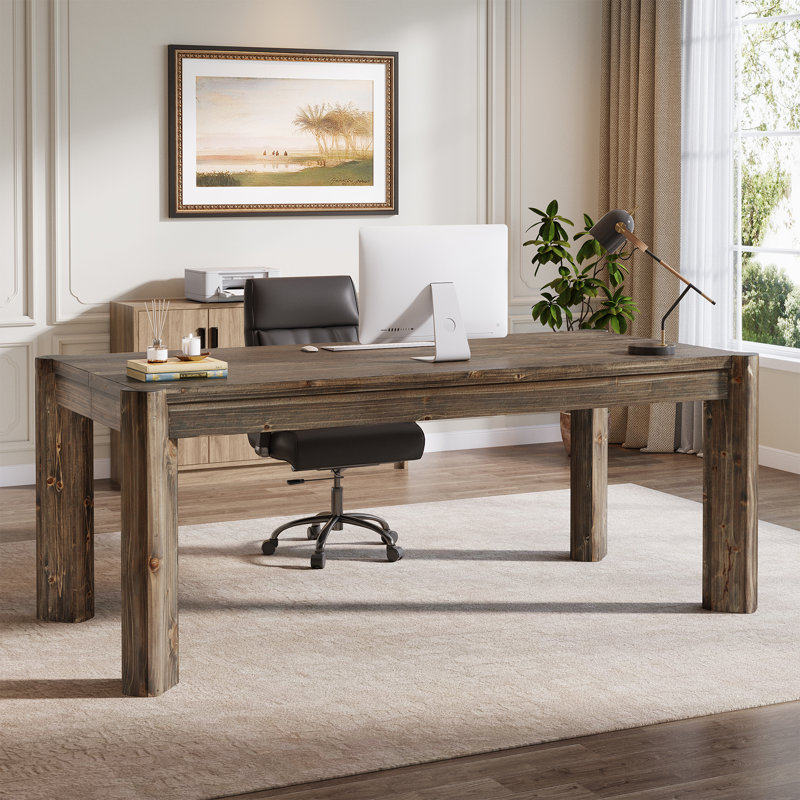 62.99" Solid Wood Rectangular Executive Desk
