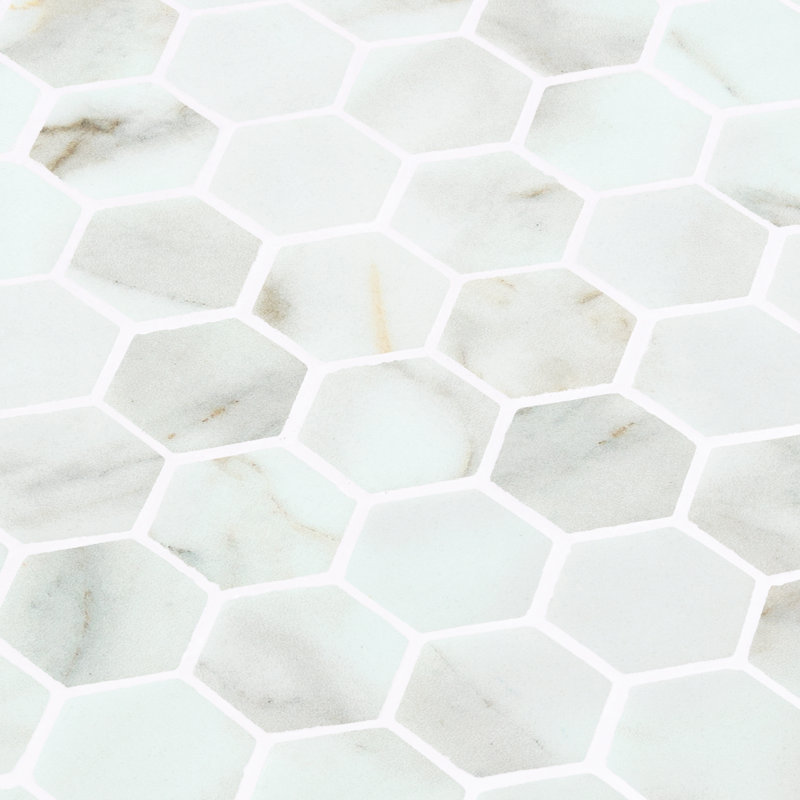 Onix 1.25” x 1.25” Hexagon Athena Matte Glass Marble Look Mosaic