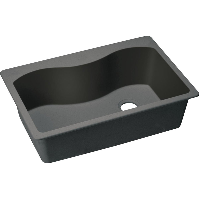 Quartz Classic 33" x 22" x 9-1/2" Drop-In Kitchen Sink, Black
