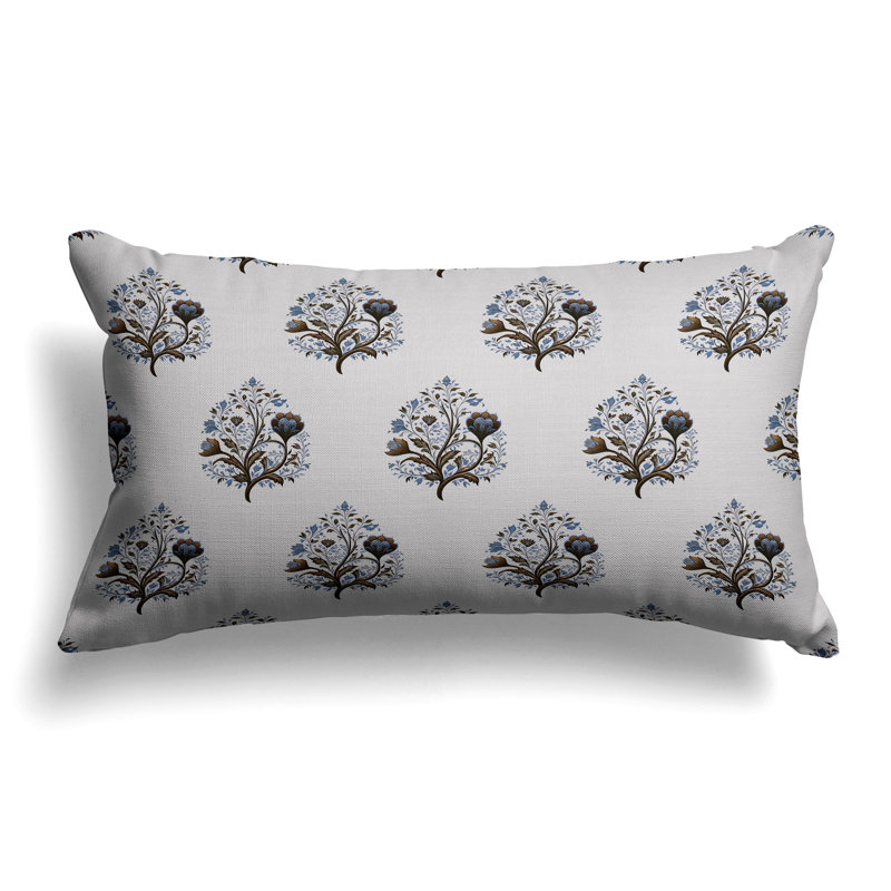 Springtime Bliss  Rectangular Throw Pillow, White/Beige