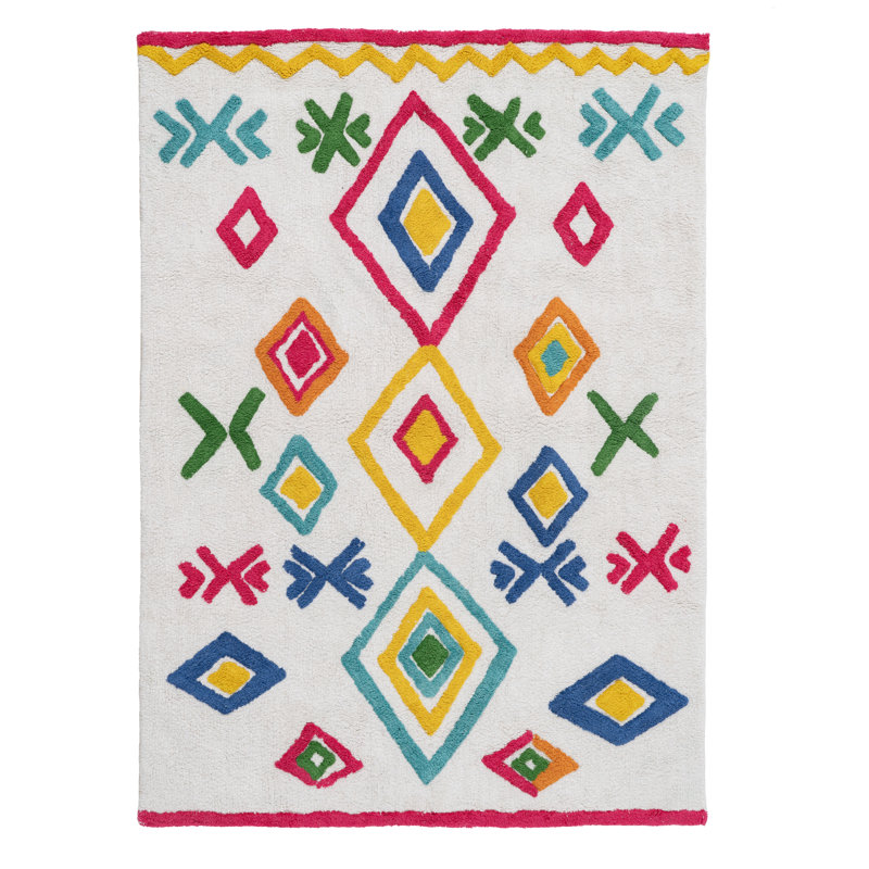 Theresia Cotton Red/Blue/Green Rug, Rectangle 120 x 160cm