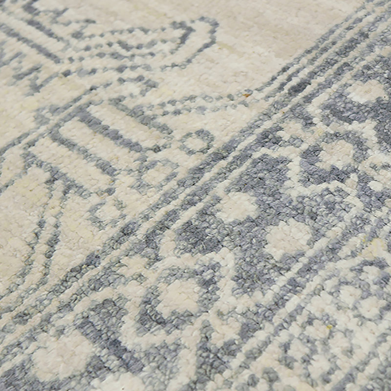 Nuit Arabe Wool Floral Area Rug in Blue, Rectangle 9' x 12'