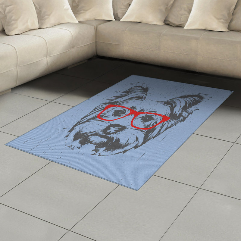 Tapis décoratif en fibre de polyester à haute densité Yorkie, Rectangle— 4 pi x 5 pi 8 po