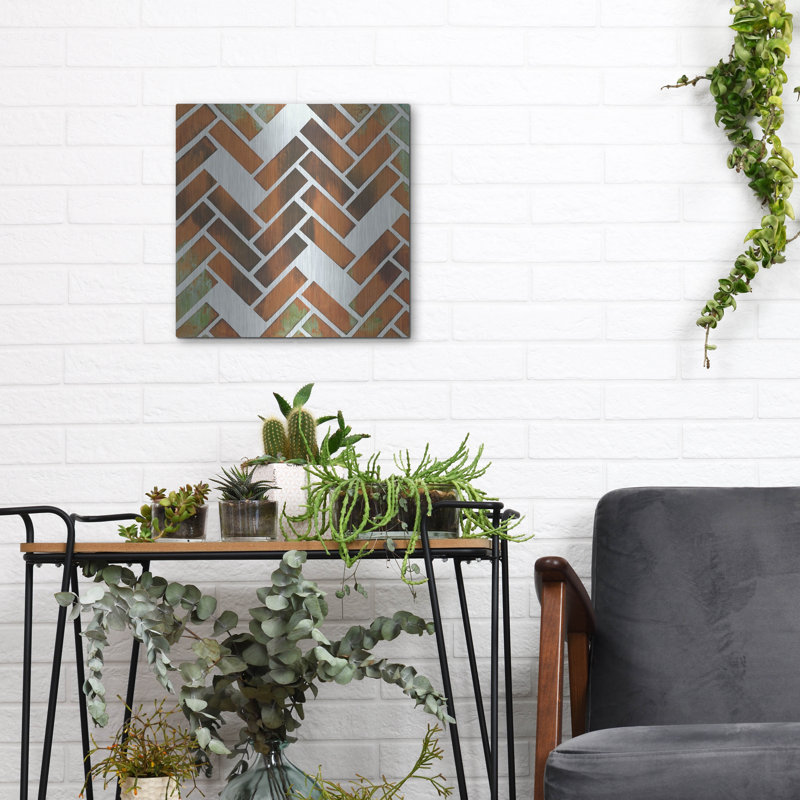 «Herringbone I» par Britt Hallowell, H 12 po x l 12 po