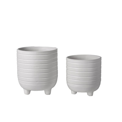 Pot rond en céramique blanc mat