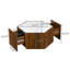 Table basse hexagonale rustique rétro en bois avec 2 tiroirs cachés-1689273991