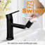 Tête de robinet de salle de bain pivotante à 360 degrés à l'épreuve des éclaboussures, double fonction 2 modes de jet d'eau, noir mat