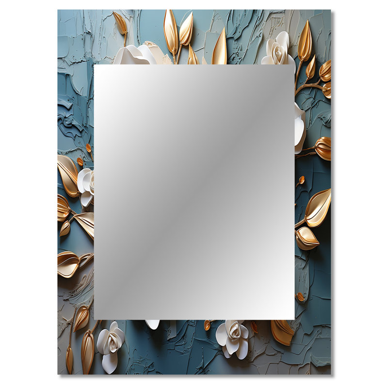 Miroir mural blanc et doré, 40 po x 30 po