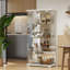 Vitrine Isabele en verre trempé avec panneau arrière en miroir, armoire vitrée à 4 tablettes avec 2 portes-1120182305