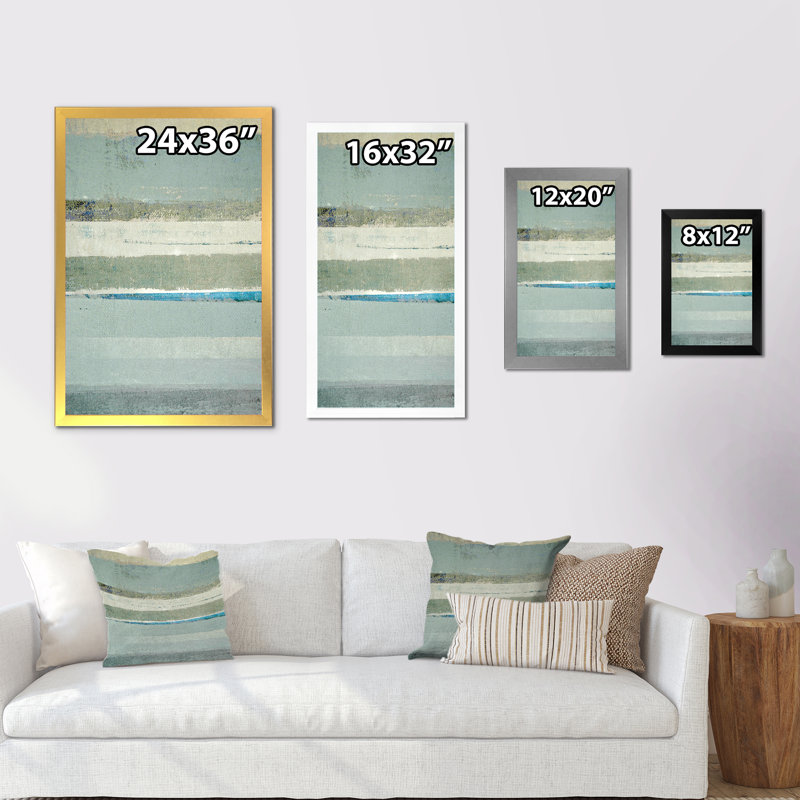Art moderne gris et bleu II 2FL47768, H 20 po x l 12 po x P 1 po, Cadre noir