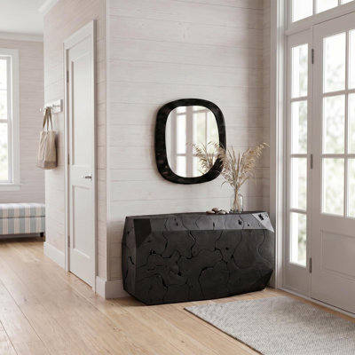 Miroir Morphic Petrified, arrondi, cadre noir