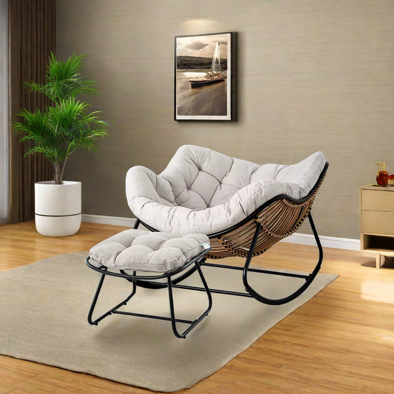 Chaise berçante Lazy Home, Noir / brun, Gris riz