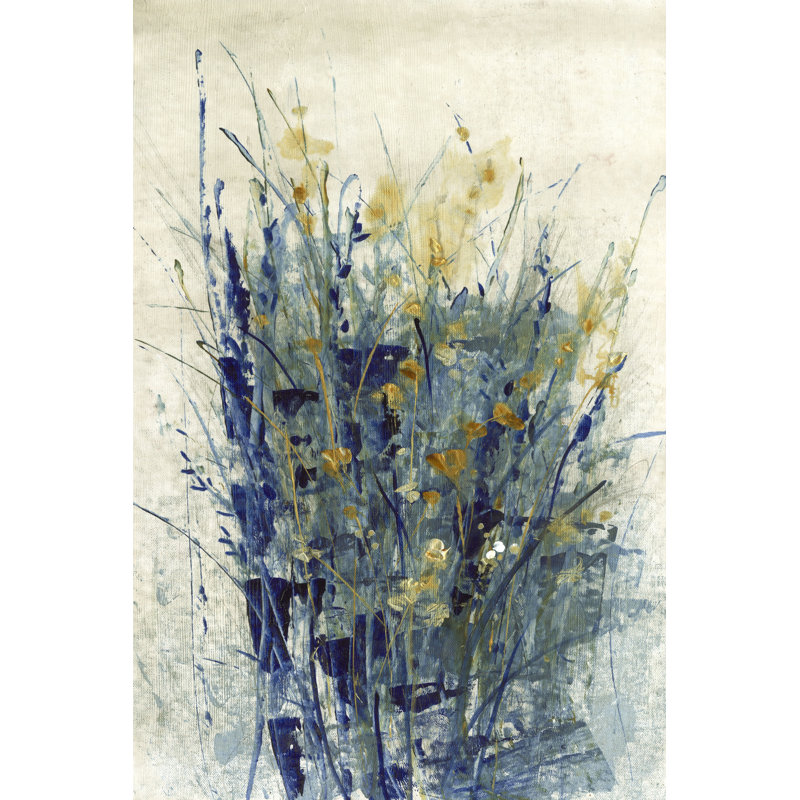 "Indigo Floral II" par Timothy O 'Toole, reproduction d'art sur toile, H 18 po x l 12 po, Toile tendue