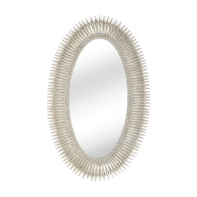 Lucius 46" Oval Antique Silver Leaf Wall Mirror