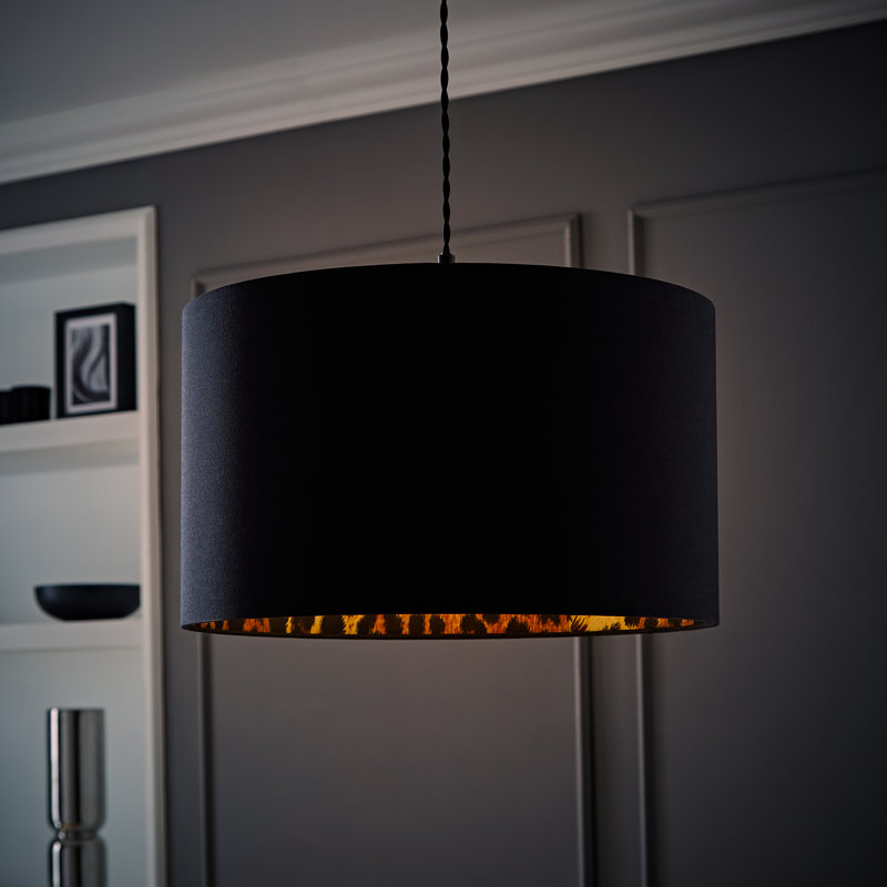 Aljet Blended Fabric Drum Lamp Shade ( Slip-On ) in Black, 20.5cm H x 30.5cm W x 30.5cm D