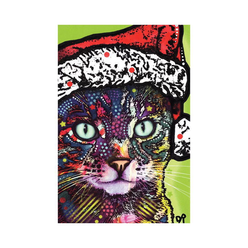 Watchful Cat Christmas Edition by Dean Russo - Wrapped Canvas Print, 66.04 cm H x 45.72 cm W x 1.91 cm D