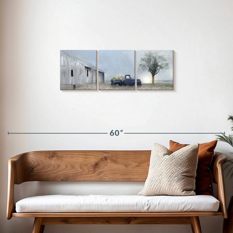 Ensemble 3 pièces grange sur toile Jonestown, H 12 po x l 38 po x P 1,25 po