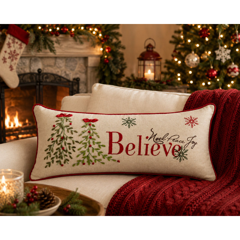 Salvato Embroidered Linen Reversible Throw Pillow