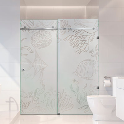 Portes coulissantes en verre pour baignoire l 57 po x H 80 po