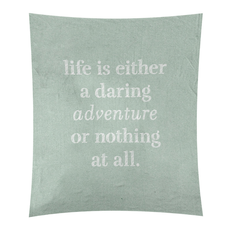 Tapisserie en polyester "life quote" adventure, H 80 po x l 68 po, Vert / blanc