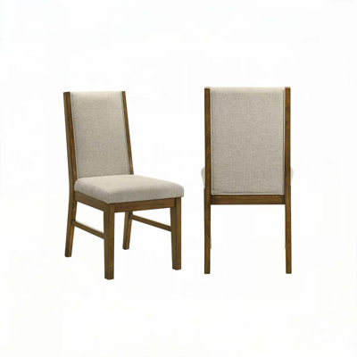 Upholstered Soft Neutral Fabric Wooden Dining Chairs