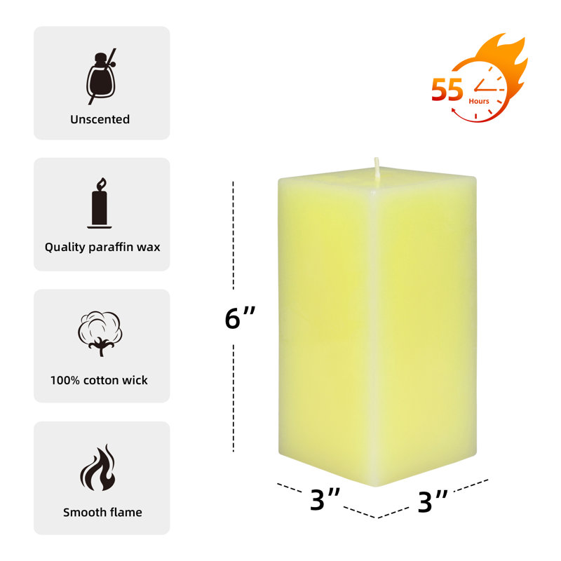 Bougie colonne, Ivoire, H 6 po x l 3 po x P 3 po, Ensemble de 12