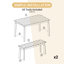 Ensemble de salle à manger pour 4 personnes, ensemble de table de salle à manger avec 2 bancs pour le jardin, la cour et le balcon