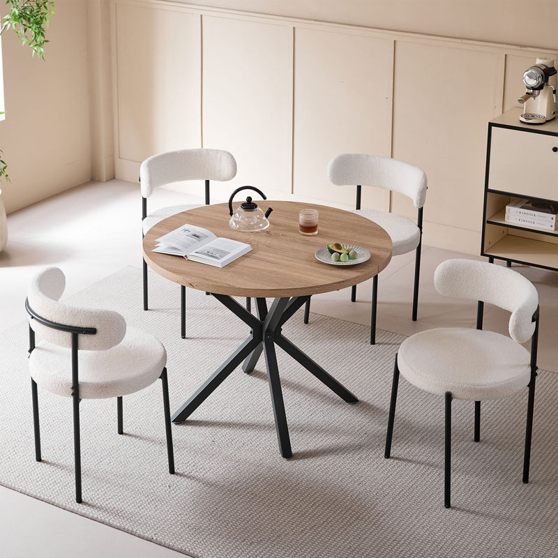 50cm H Teddy Upholstered Metal Side Chair, White, 4