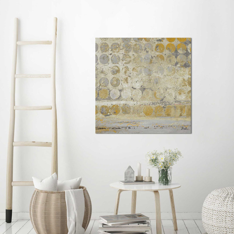 «Dots on Gold», reproduction de peinture acrylique, H 18 po x l 18 po x P 1 po, Toile tendue