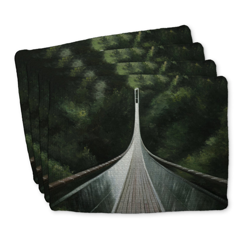 Ensemble de 4 napperons en polyester tressé Steep Bridge | Décoration intérieure