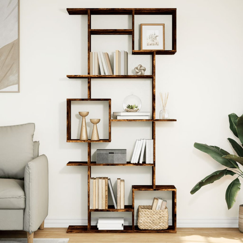 Ayiana 188cm H x 92cm W Book Cabinet Bookcase, Smoked Oak