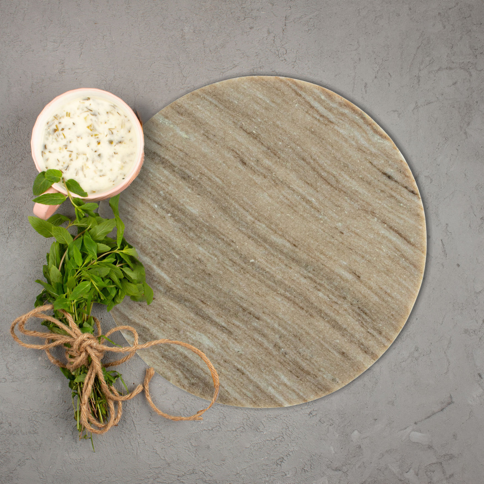 Keane Round Marble Cheese Board, 0.5" H x 11" W x 11" D, Beige