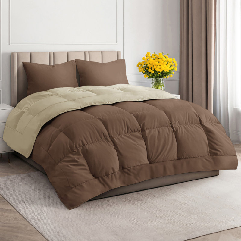 Twin Size Brown and Beige Reversible Microfiber Duvet