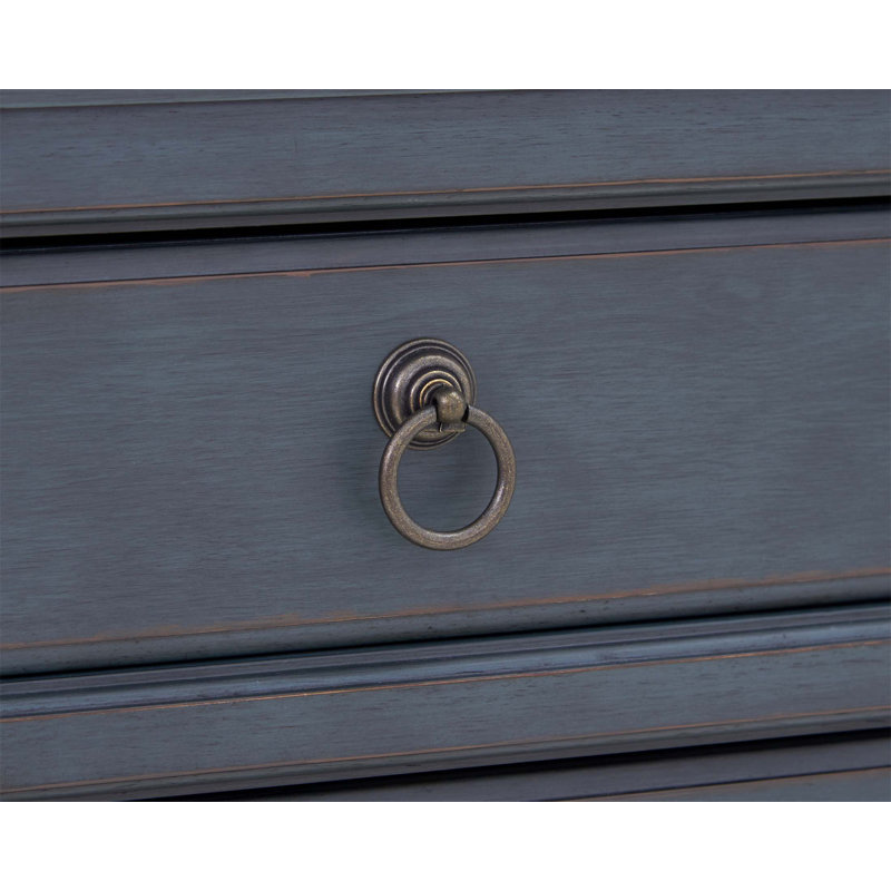 Table de chevet Americana avec finition velours côtelé, aucun assemblage requis, trois tiroirs pour un grand rangement