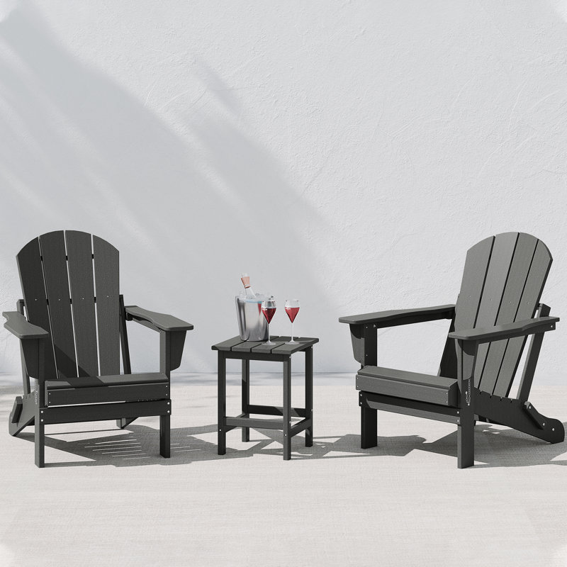 Chaise Adirondack pliante en plastique pour 2 personnes avec table Laguna, gris