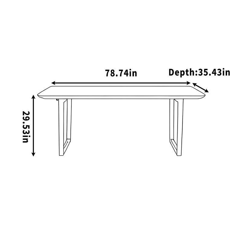 Bureau d'étude simple et bureau simple, H 29,53 po x l 78,74 po x P 35,43 po, Noir