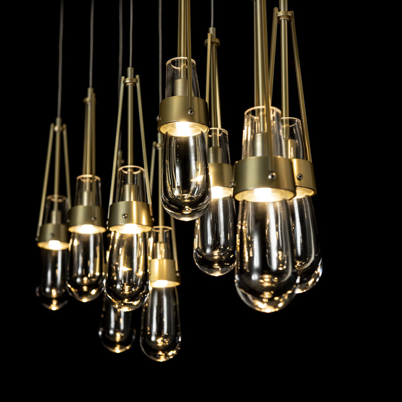 Link 10 - Light Pendant, Standard: 19" to 80", Modern Brass, Clear Glass