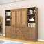 Lit escamotable en bois avec tablettes et armoires