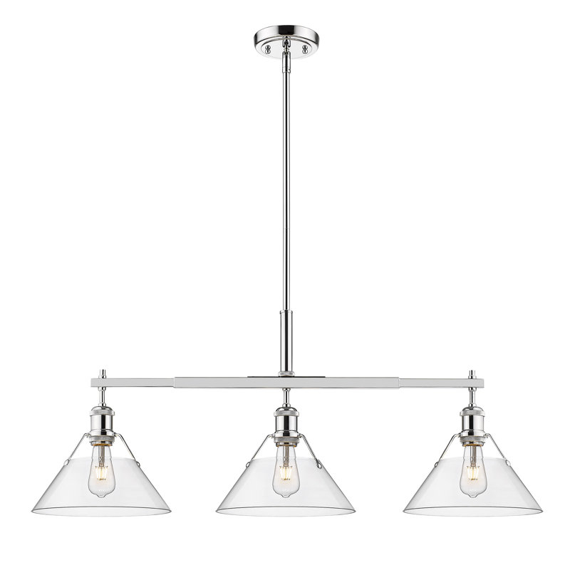 Weatherford 3 - Light Kitchen Island Pendant, Clear Glass, Chrome